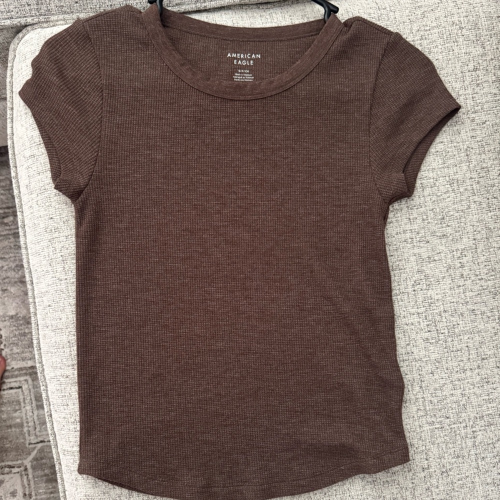 American Eagle Outfitters Ribbed Brown Tee